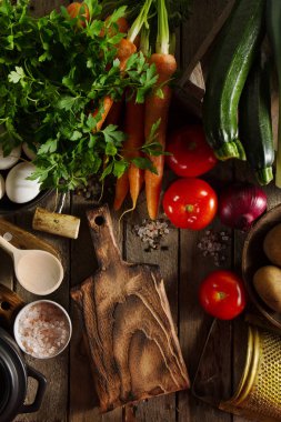 Sağlıklı sebze Detoks kavramı çeşitli sebzeli yemek,