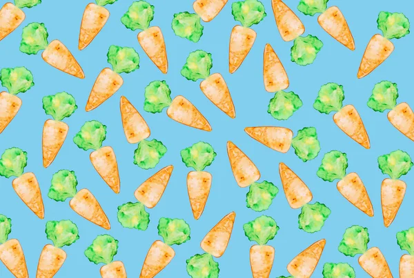 Tasty appetizing colorful background with hand drawn carrots