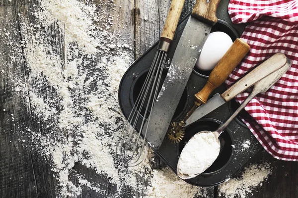 Backkonzept Küche Kochbesteck Zubehör zum Backen — Stockfoto