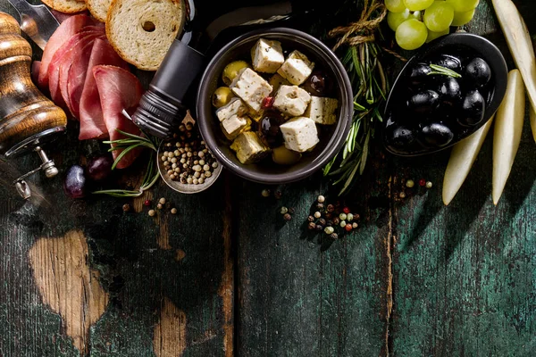 Saboroso italiano grego Mediterrâneo Comida Ingredientes Top View — Fotografia de Stock
