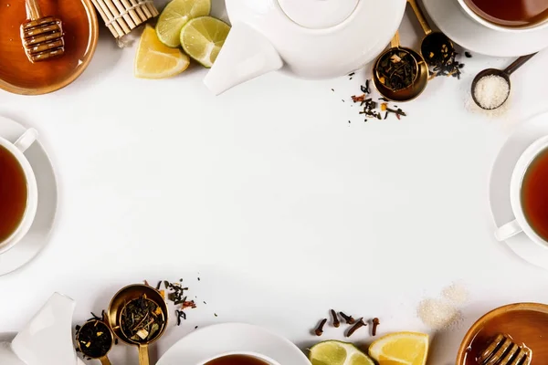 Composed condiments and tea — Stock Photo, Image