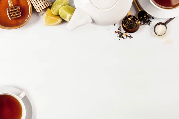 Background of tea composition with crockery — Stock Photo, Image