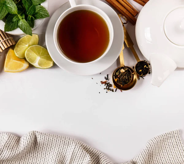 From above view of tea arrangement — Stock Photo, Image