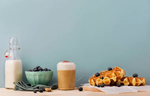 Assorted food and drinks for breakfast — Stock Photo, Image