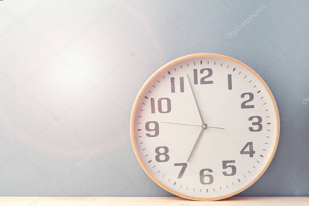 Clock showing time on blue background