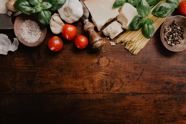 Tasty products for pasta on table — Stock Photo, Image