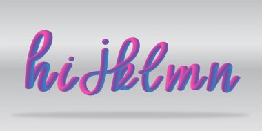 Gerçekçi neon glow degrade fütüristik elle çizilmiş alfabe. Tipografi vektör çizim