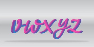 Gerçekçi neon glow degrade fütüristik elle çizilmiş alfabe. Tipografi vektör çizim