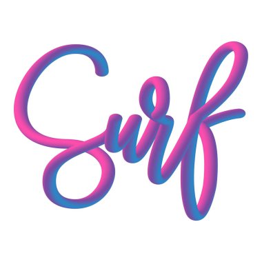 Vektör renkli neon yazı alıntı beyaz arka plan üzerinde sörf