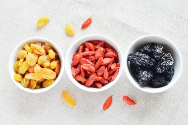 Kuru erik, Kuru üzüm ve kuru goji berry