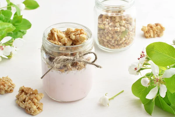 Meyve yoğurt granola ile — Stok fotoğraf