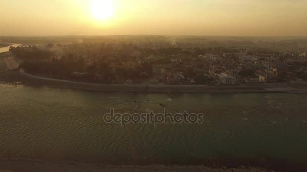 Vista aérea de Rishikesh e ganga . — Vídeo de Stock