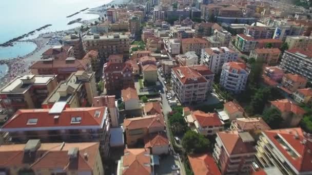 Aerial view of the old town district, Ventimiglia, Italy, July 2017. — Stock Video