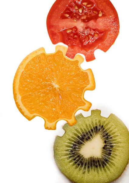 Gears Van Groenten Fruit Rood Geel Groen — Stockfoto