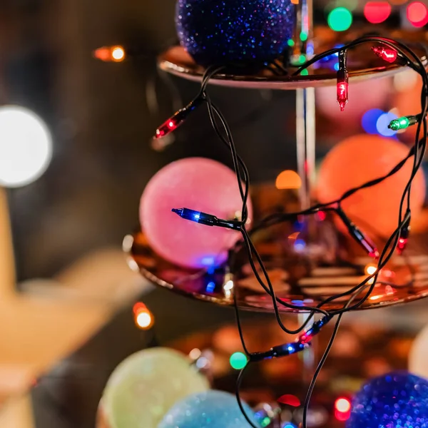 Speelgoed Kerstboom Kerstverlichting Kaarsen — Stockfoto