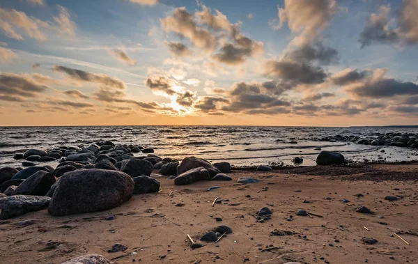 Frumoasa Coasta Golfului Finlandei Apus Soare Regiunea Leningrad Rusia — Fotografie, imagine de stoc