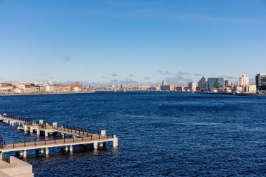 Saint Petersburg 'daki Büyük Köprü manzaralı Neva Nehri Panoraması.