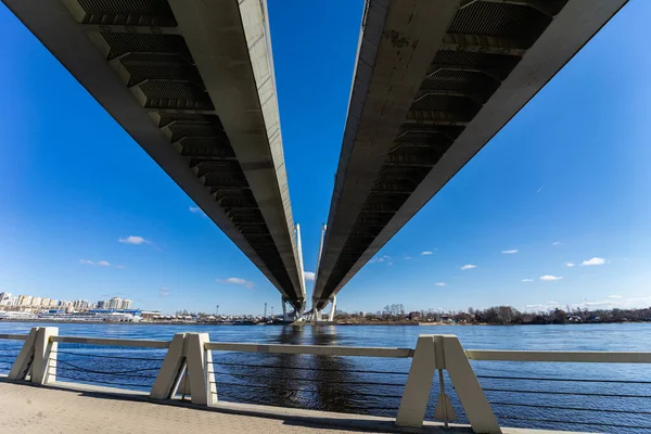 Sankt Petersburg Russland Verkehr Obuchow Brücke Über Die Newa Vansu — Stockfoto
