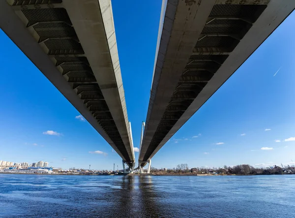 Sankt Petersburg Russland Verkehr Obuchow Brücke Über Die Newa Vansu — Stockfoto