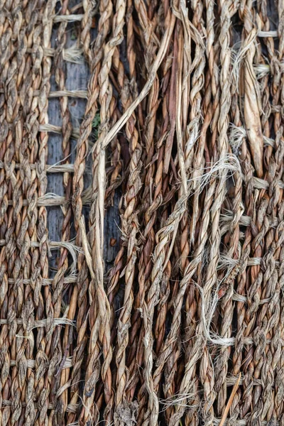 Caña Tejida Mat Textura Fondo Una Vieja Estera Alfombra Tejida —  Fotos de Stock