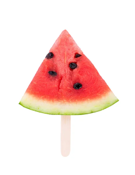 Vodní meloun plátek nanuky na bílém pozadí — Stock fotografie