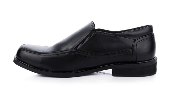 Zwart lederen schoenen geïsoleerd op witte achtergrond — Stockfoto
