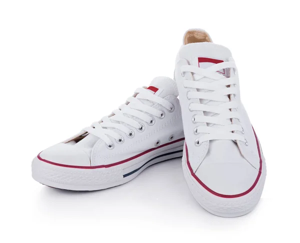 Beyaz arka plan üzerinde izole klasik beyaz spor ayakkabı — Stok fotoğraf