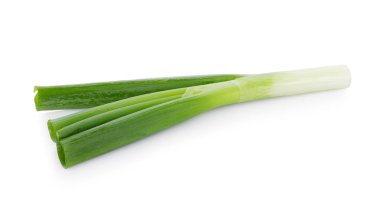 Beyaz arkaplanda Yeşil Japon Bunching Onion