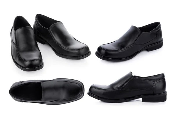 Черные кожаные туфли на белом фоне — стоковое фото