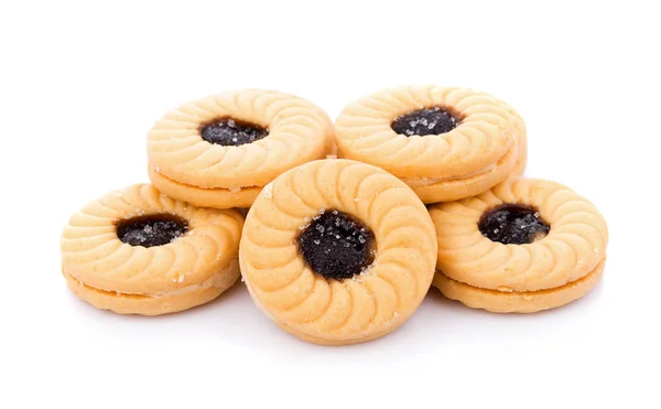 Sandwich biscuits with Blueberries on white background — Stock Photo, Image