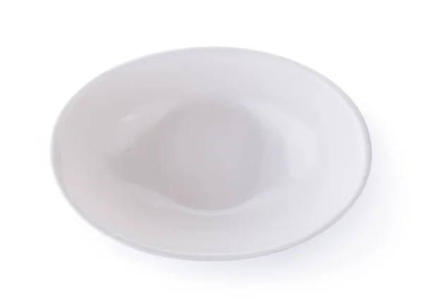 Vit keramik skål isolerade på vit bakgrund. ovanifrån — Stockfoto
