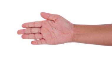 Çocuk el işaret izole üzerinde beyaz arka plan