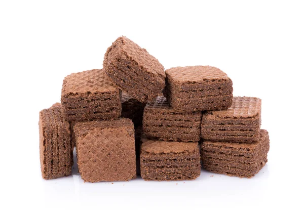 Cubos de obleas con chocolate aislado sobre fondo blanco — Foto de Stock