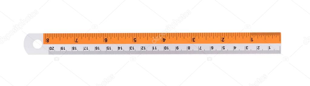 Stainless steel Ruler on White background