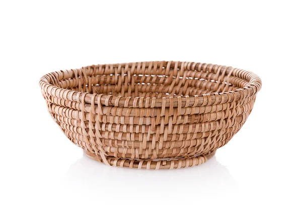 Vintage weave wicker basket isolated on white background — Stock Photo, Image