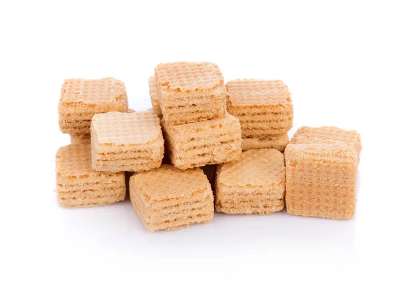 Cubos de obleas de leche aislados sobre fondo blanco — Foto de Stock