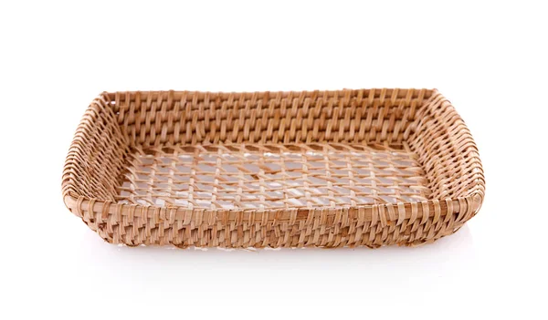 Vintage weave wicker basket isolated on white background — Stock Photo, Image