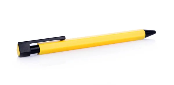 Жовта ручка на білому тлі — стокове фото