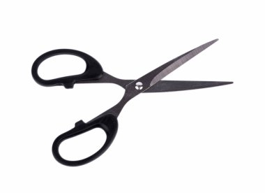 Siyah makas beyaz arkaplanda izole edildi