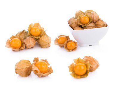 beyaz zemin üzerine Cape bektaşi üzümü. Physalis