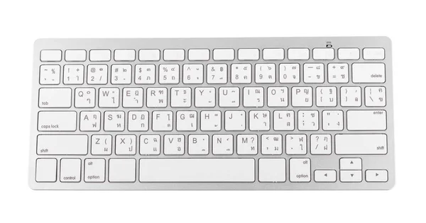 Clavier sans fil blanc vue du dessus avec touches — Photo