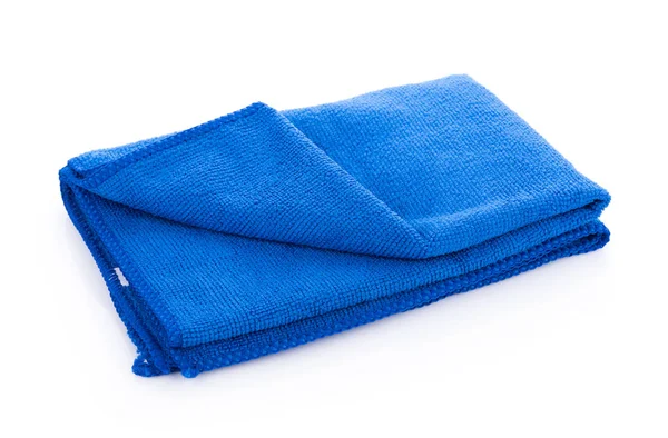 Beyaz arka plan üzerinde izole mavi mikrofiber bez