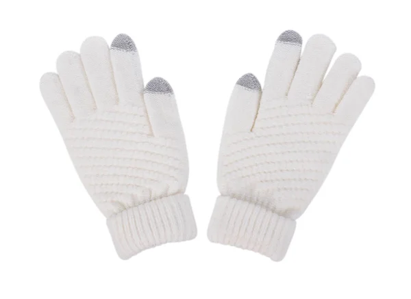 Χειμερινά Γάντια Που Απομονώνονται Λευκό — Φωτογραφία Αρχείου