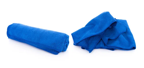 Tissu Microfibre Bleu Isolé Sur Fond Blanc — Photo