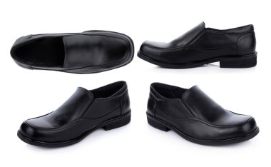 Siyah deri ayakkabılar beyaz arkaplanda izole.