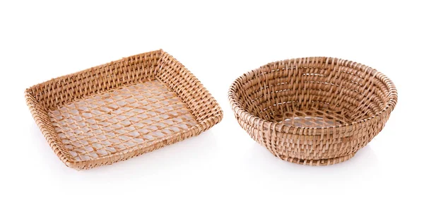 Vintage weave wicker basket isolated on white background — Stock Photo, Image