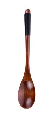 Tahta kaşık beyaz arkaplanda izole edildi