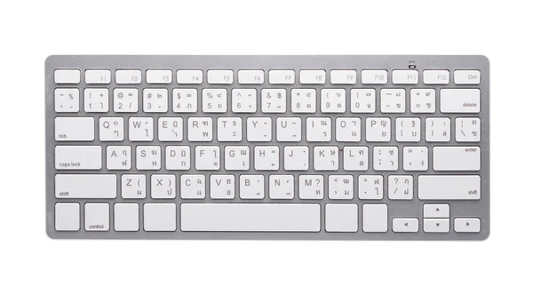 Clavier sans fil blanc vue du dessus avec touches — Photo