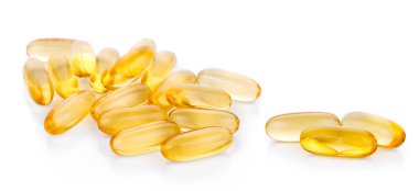 Beyaz arka planda balık yağı hapı