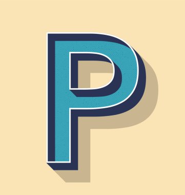 P harfi Retro vektör Metin stili, yazı tipleri kavramı